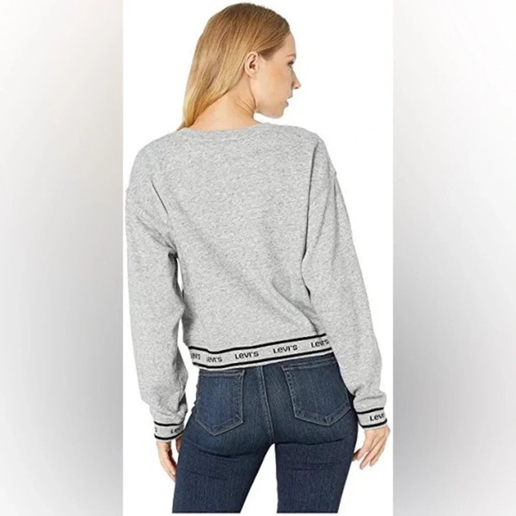 Levi’s Logo Trim Pullover Crewneck in Grey/Black Size XL - Picture 4 of 12